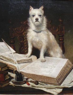chien lisant un livre