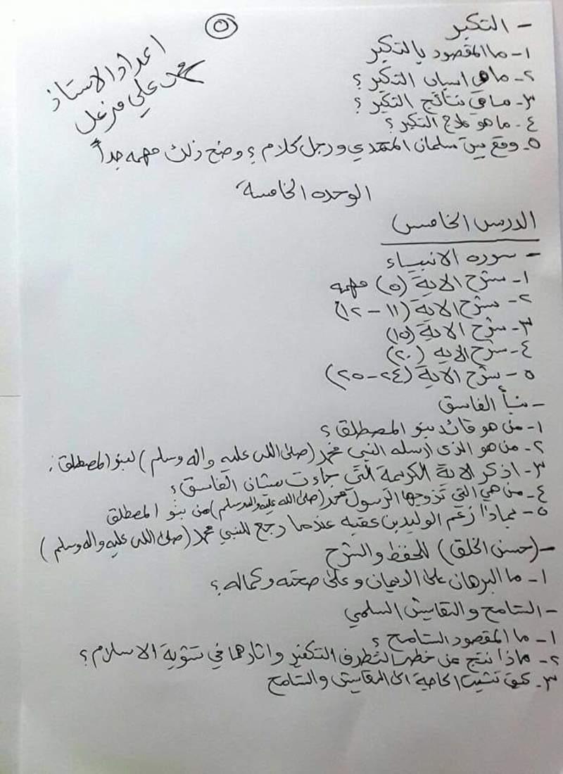 تحميل  مرشحات مهمه جدا للتربية الاسلامية للصف السادس الاعدادي الوزاري في العراق 2018
